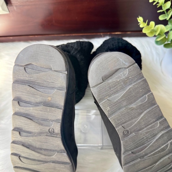 Muk Luks Kelby Black Knit Cuff Faux Suede Cozy Fold-Over Ankle Boots Size 8 - Picture 9 of 11